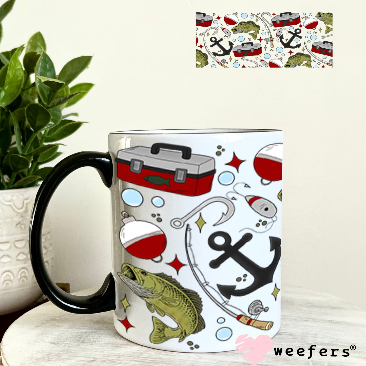 UV DTF Cup Wraps - Fishing Day 11oz Coffee Mug Weefers