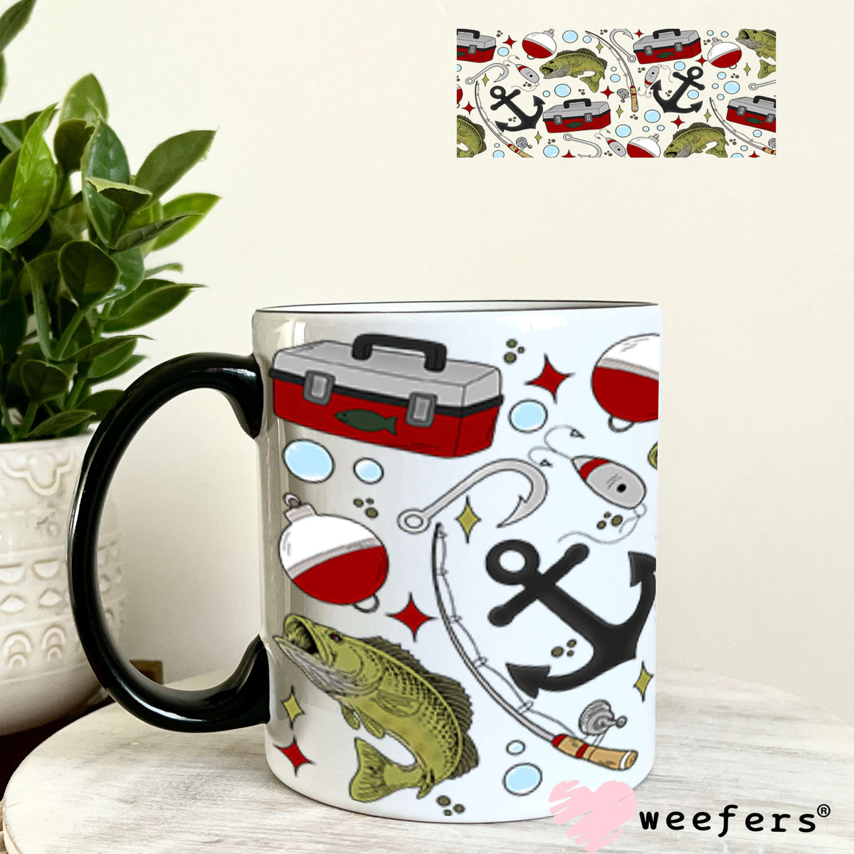 UV DTF Cup Wraps - Fishing Day 11oz Coffee Mug Weefers