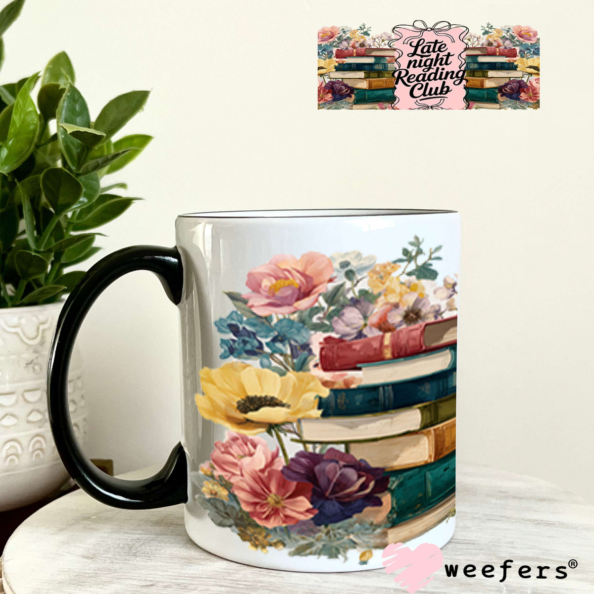 UV DTF Cup Wraps - Late Night Reading Club 11oz Coffee Mug Weefers