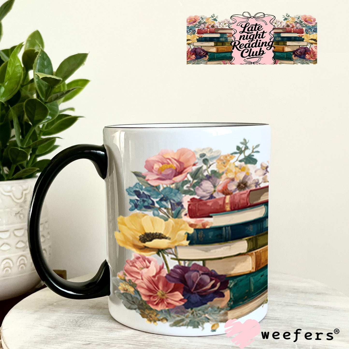 UV DTF Cup Wraps - Late Night Reading Club 11oz Coffee Mug Weefers