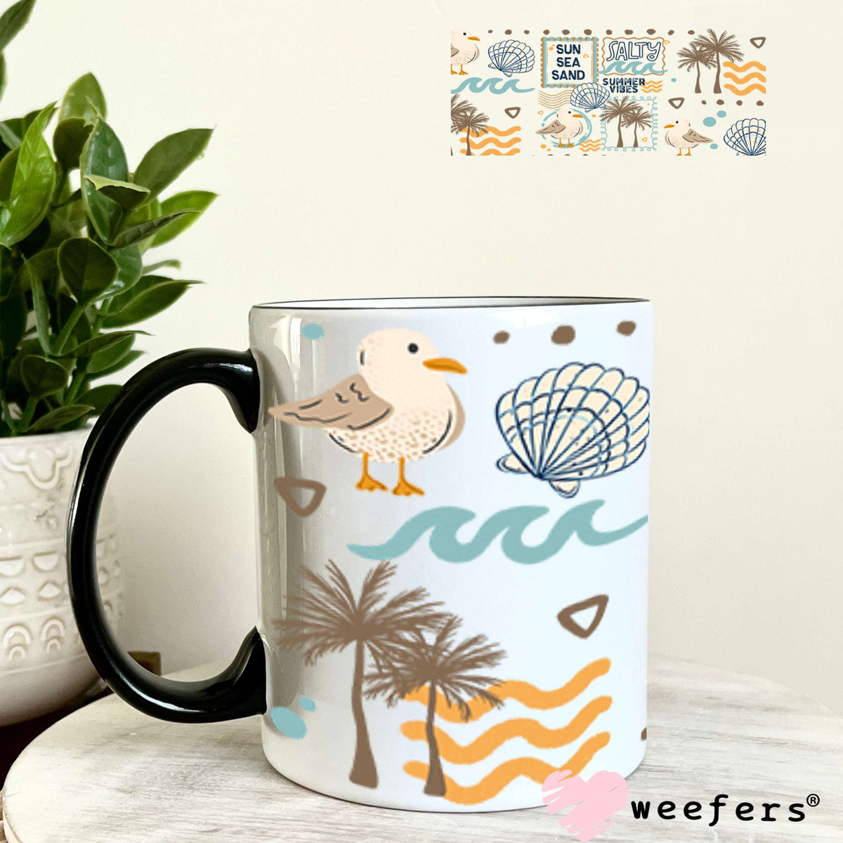 UV DTF Cup Wraps - Sun Sea Sand Summer Vibes 11oz Coffee Mug Weefers