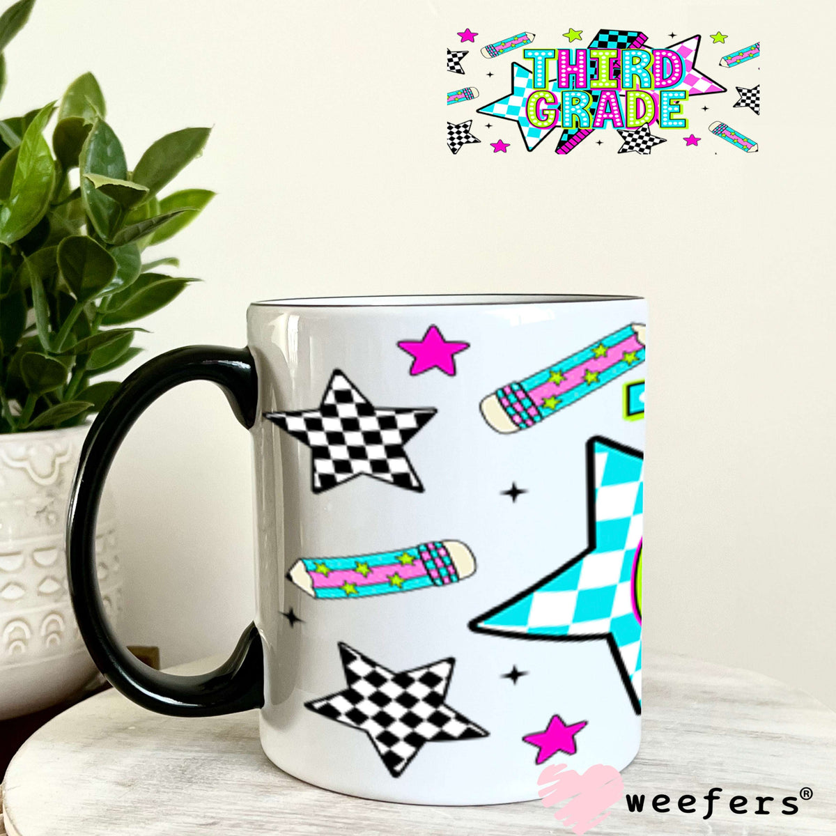 UV DTF Cup Wraps - Third Grade Checkered 11oz Coffee Mug Weefers