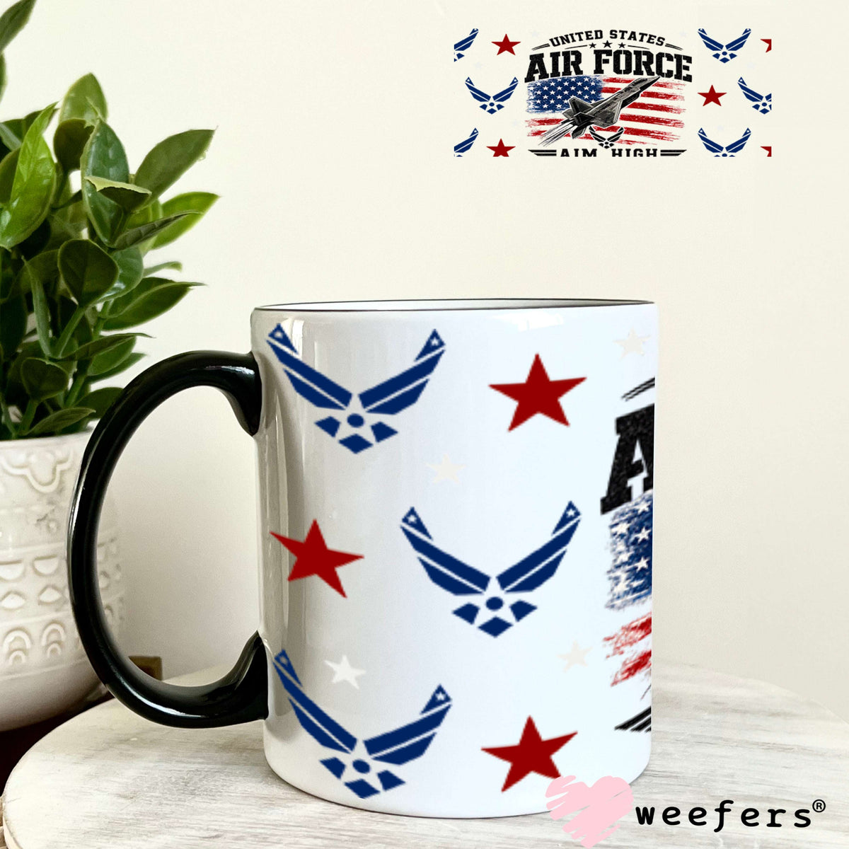 UV DTF Cup Wraps - Uniteds States Airforce Aim High - Weefers® Exclusive 11oz Coffee Mug Weefers
