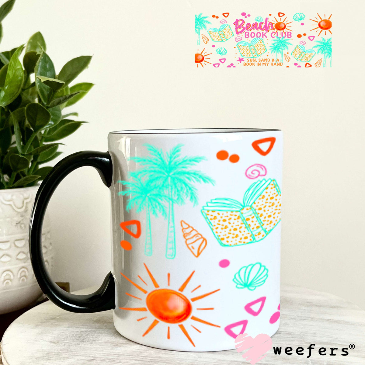 UV DTF Cup Wraps - Beach Book Club 11oz Coffee Mug Weefers