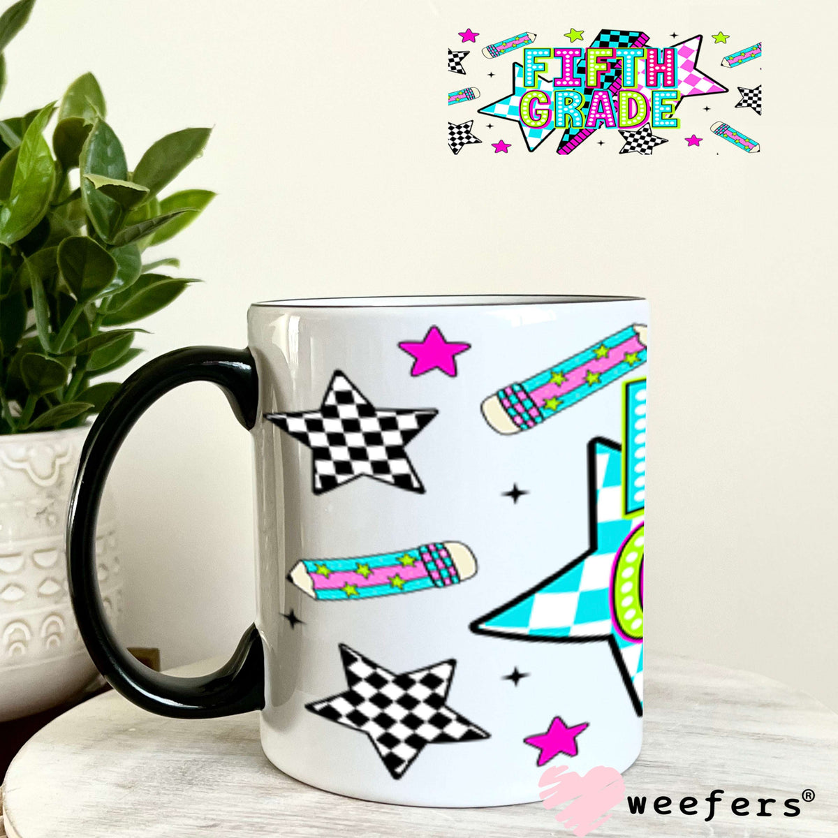 UV DTF Cup Wraps - Fifth Grade Checkered 11oz Coffee Mug Weefers