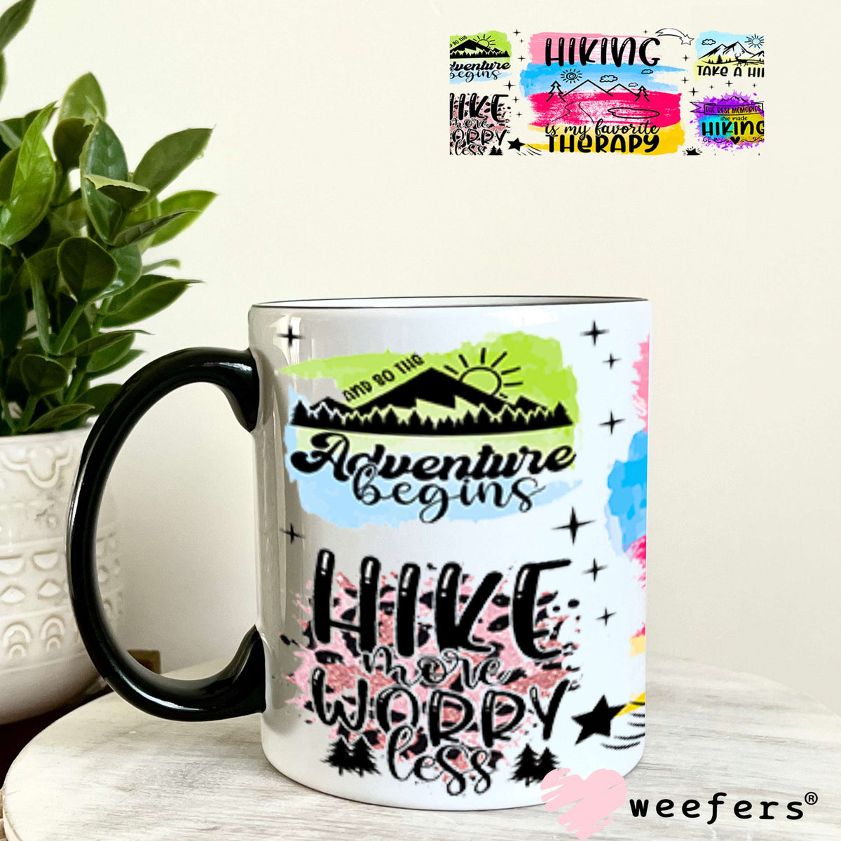 UV DTF Cup Wraps - Hiking is my Favorite Therapy 11oz Coffee Mug Weefers