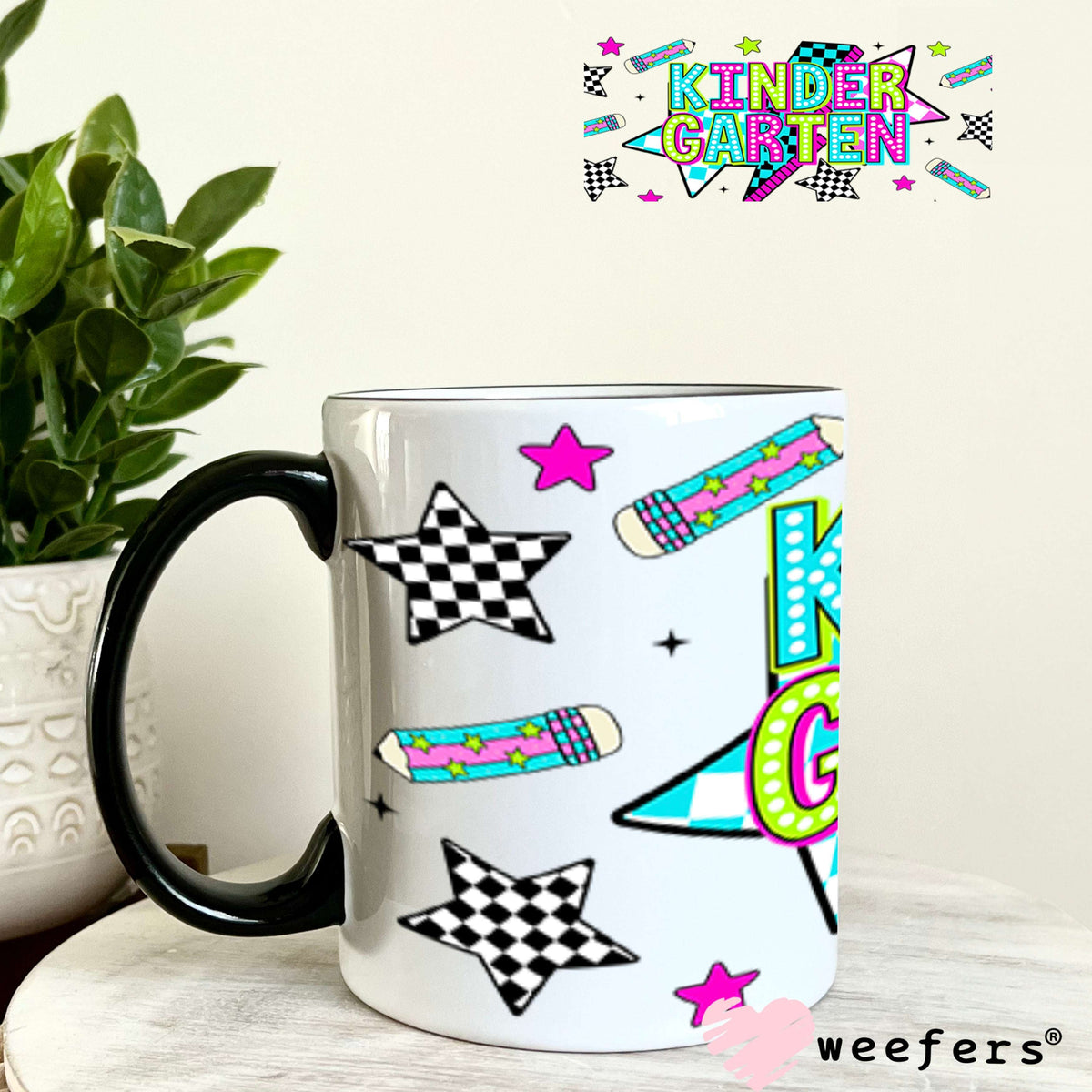 UV DTF Cup Wraps - Kindergarten Checkered 11oz Coffee Mug Weefers