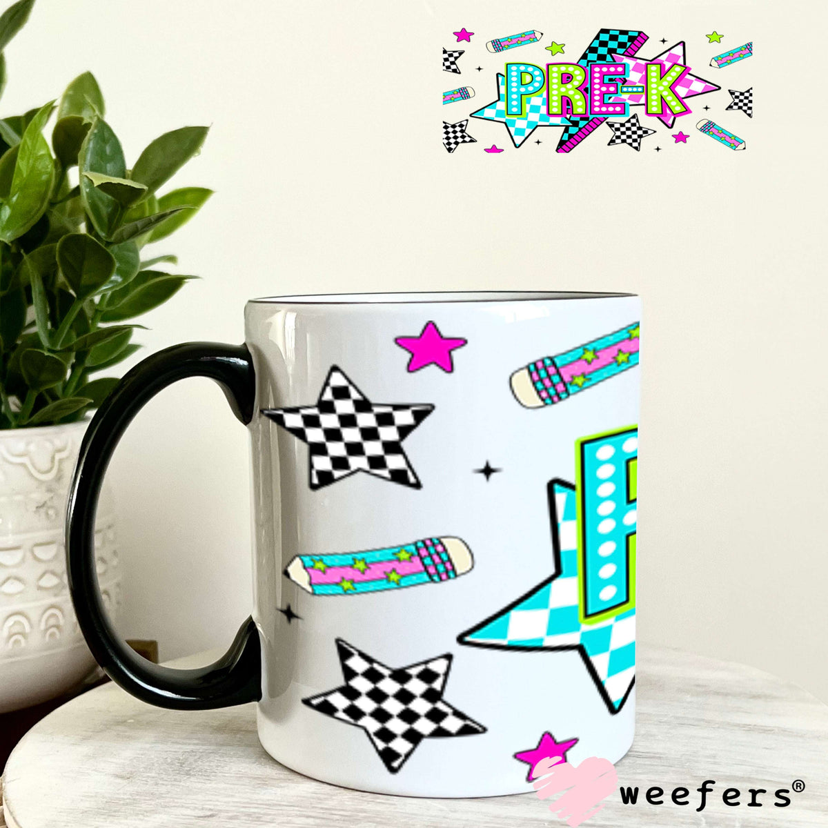 UV DTF Cup Wraps - Pre-K Checkered 11oz Coffee Mug Weefers