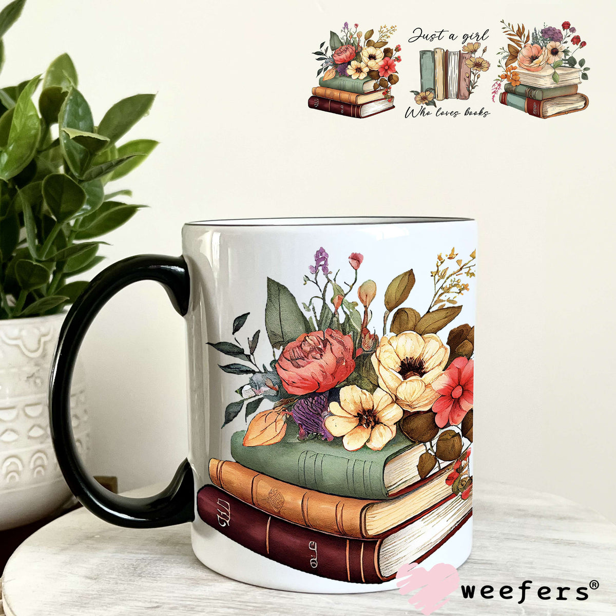 Just a Girl Who Loves Books UV DTF Cup Wrap 11oz Coffee Mug Weefers