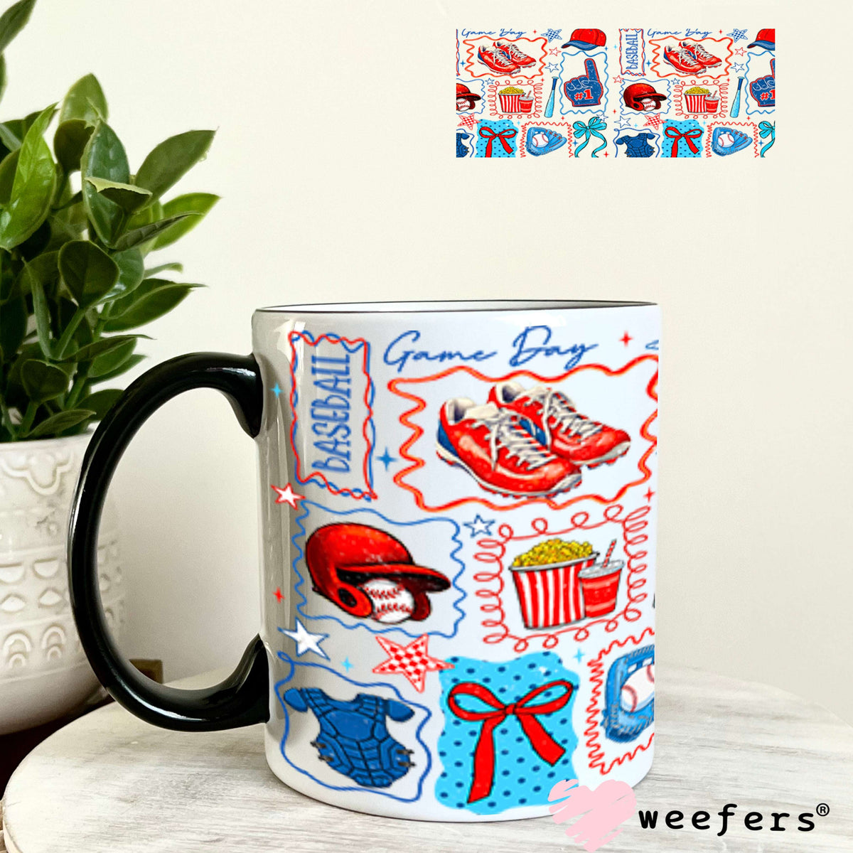 UV DTF Cup Wraps - Retro Baseball Gameday 11oz Coffee Mug Weefers