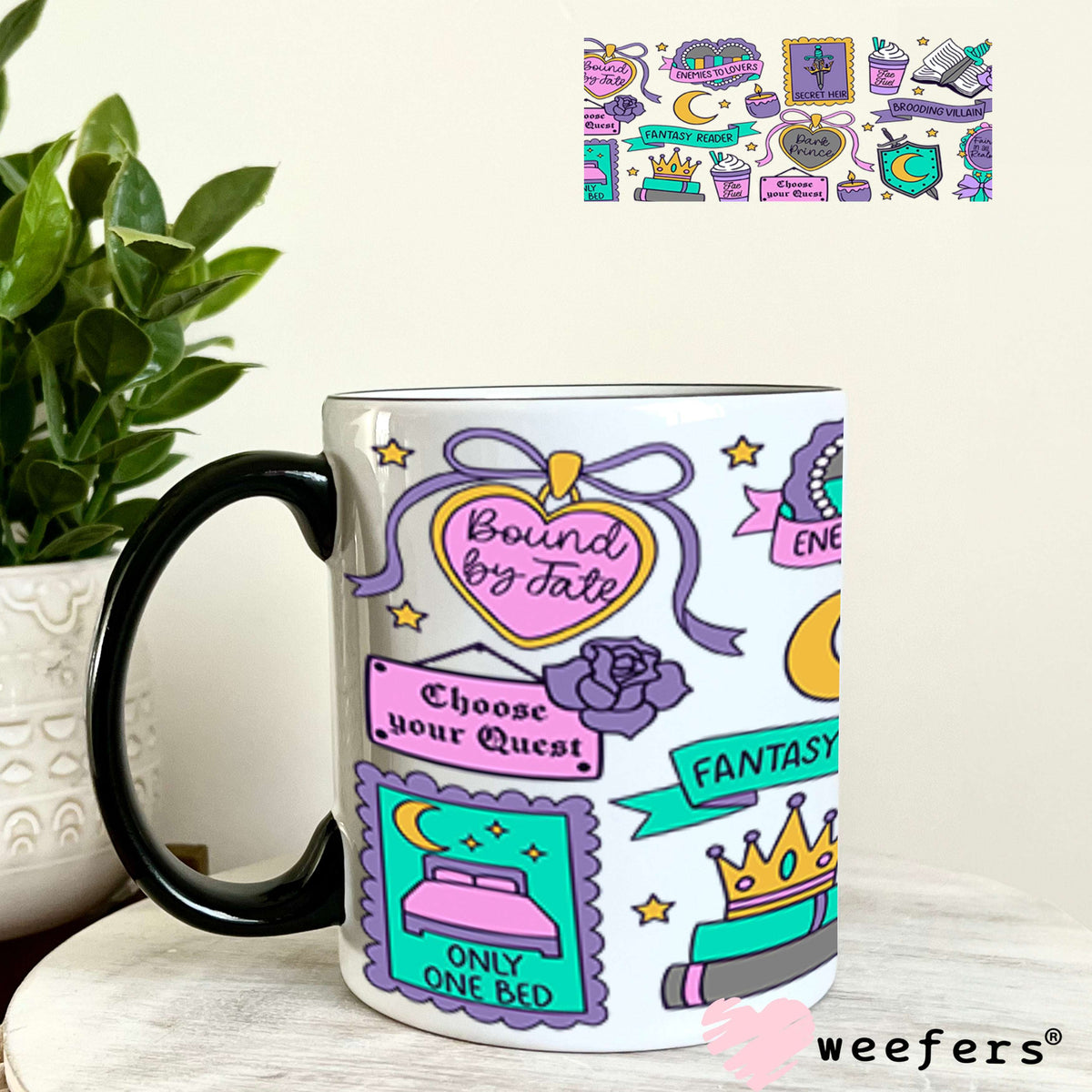 UV DTF Cup Wraps - Dark Romance Book Lover 11oz Coffee Mug Weefers
