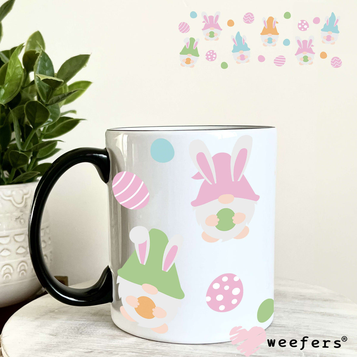 Pastel Easter Gnomes UV DTF Cup Wrap 11oz Coffee Mug Weefers