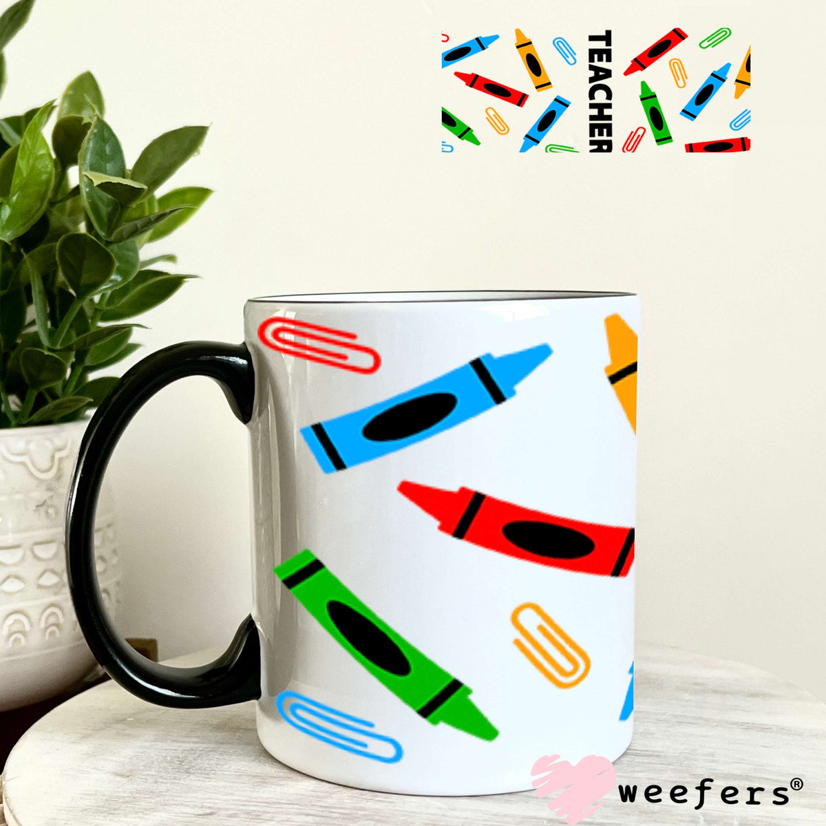 UV DTF Cup Wraps - Teacher Crayons 11oz Coffee Mug Weefers