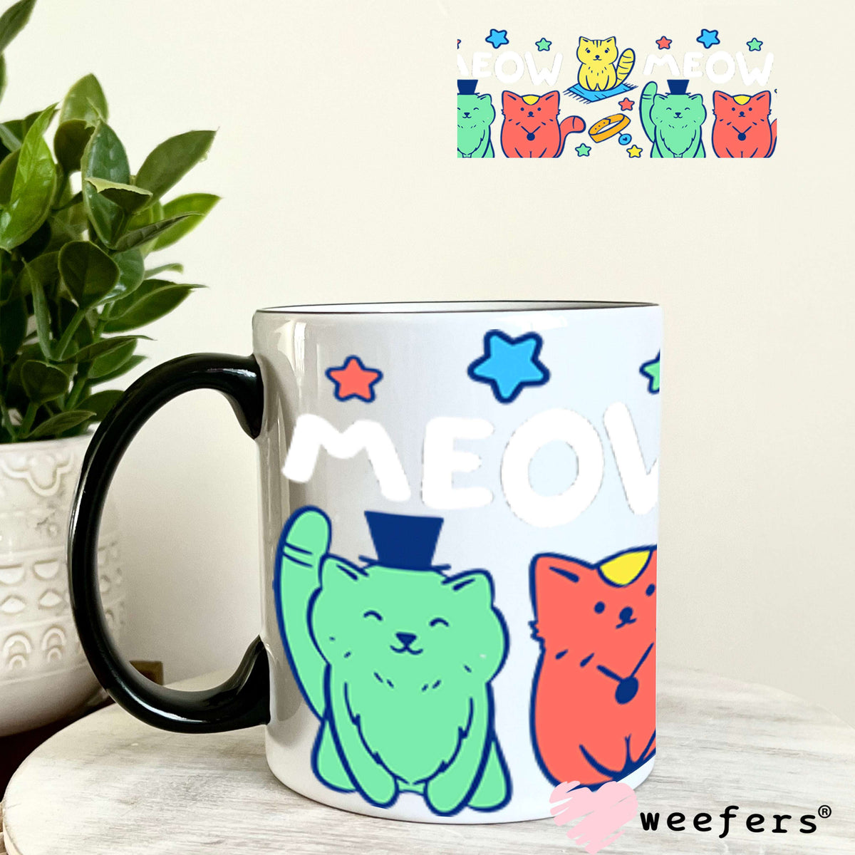 UV DTF Cup Wraps - Meow Cat Friends 11oz Coffee Mug Weefers