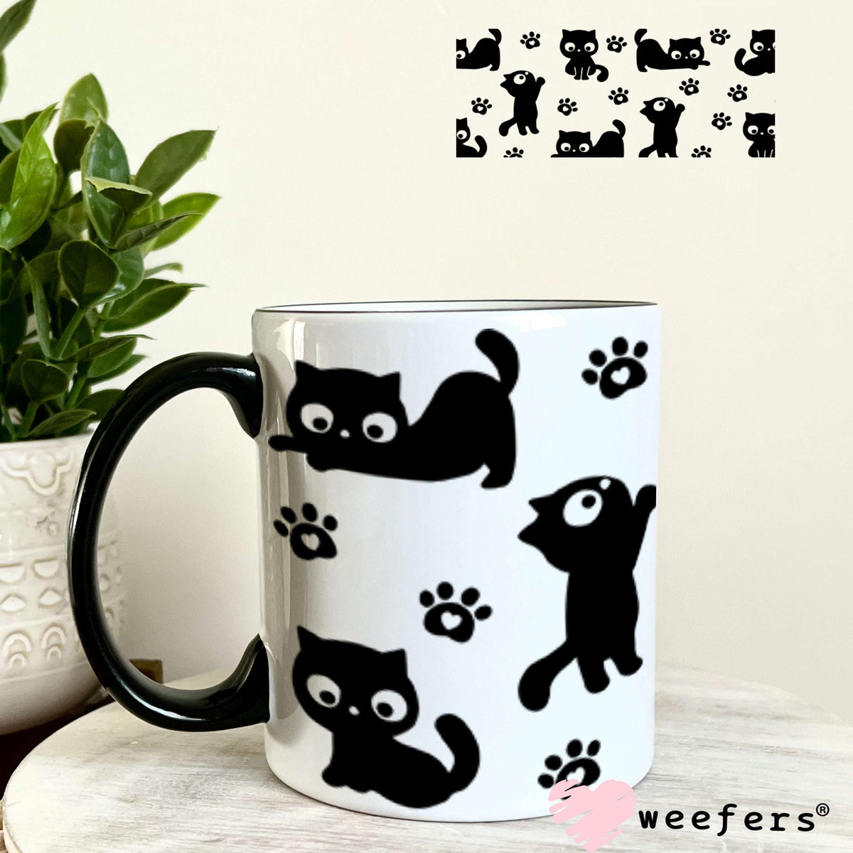 UV DTF Cup Wraps - Black Cats 11oz Coffee Mug Weefers