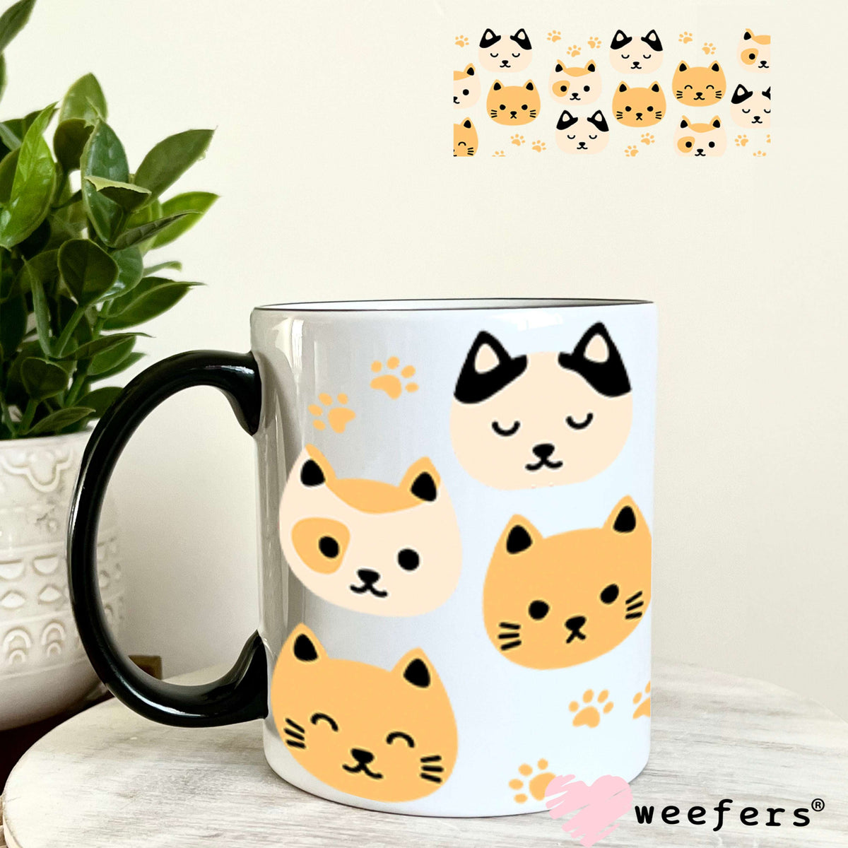UV DTF Cup Wraps - Cat Heads 11oz Coffee Mug Weefers