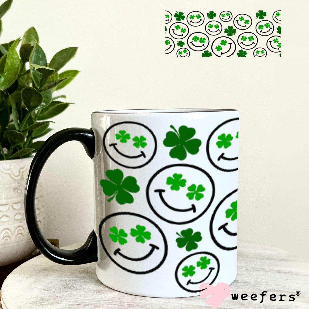 UV DTF Cup Wraps - St Patrick's Day Happy Faces 11oz Coffee Mug Weefers