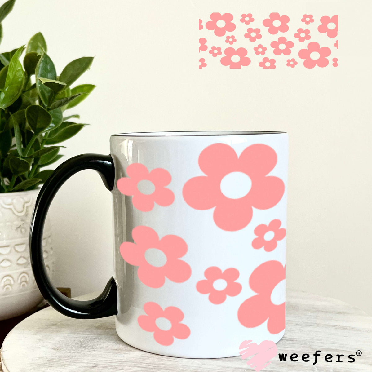 UV DTF Cup Wraps - Pink Daisy 11oz Coffee Mug Weefers