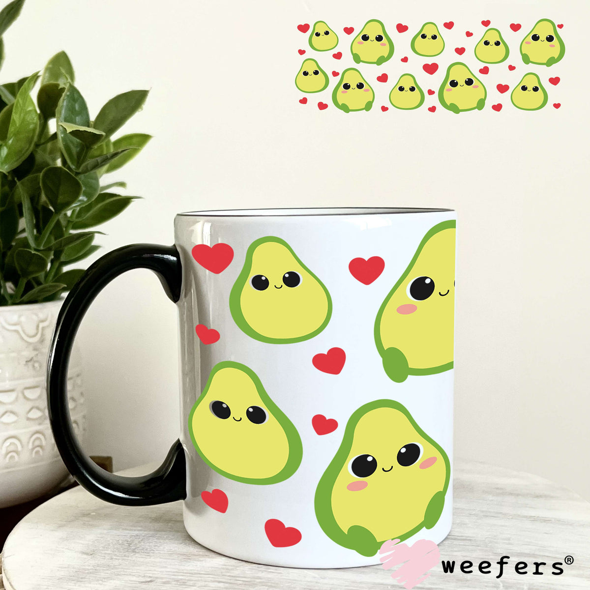 Avocado Friends UV DTF Cup Wrap 11oz Coffee Mug Weefers