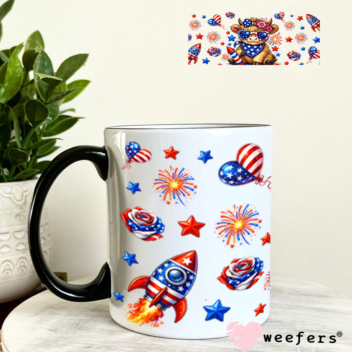 UV DTF Cup Wraps - USA Highland Cow 11oz Coffee Mug Weefers
