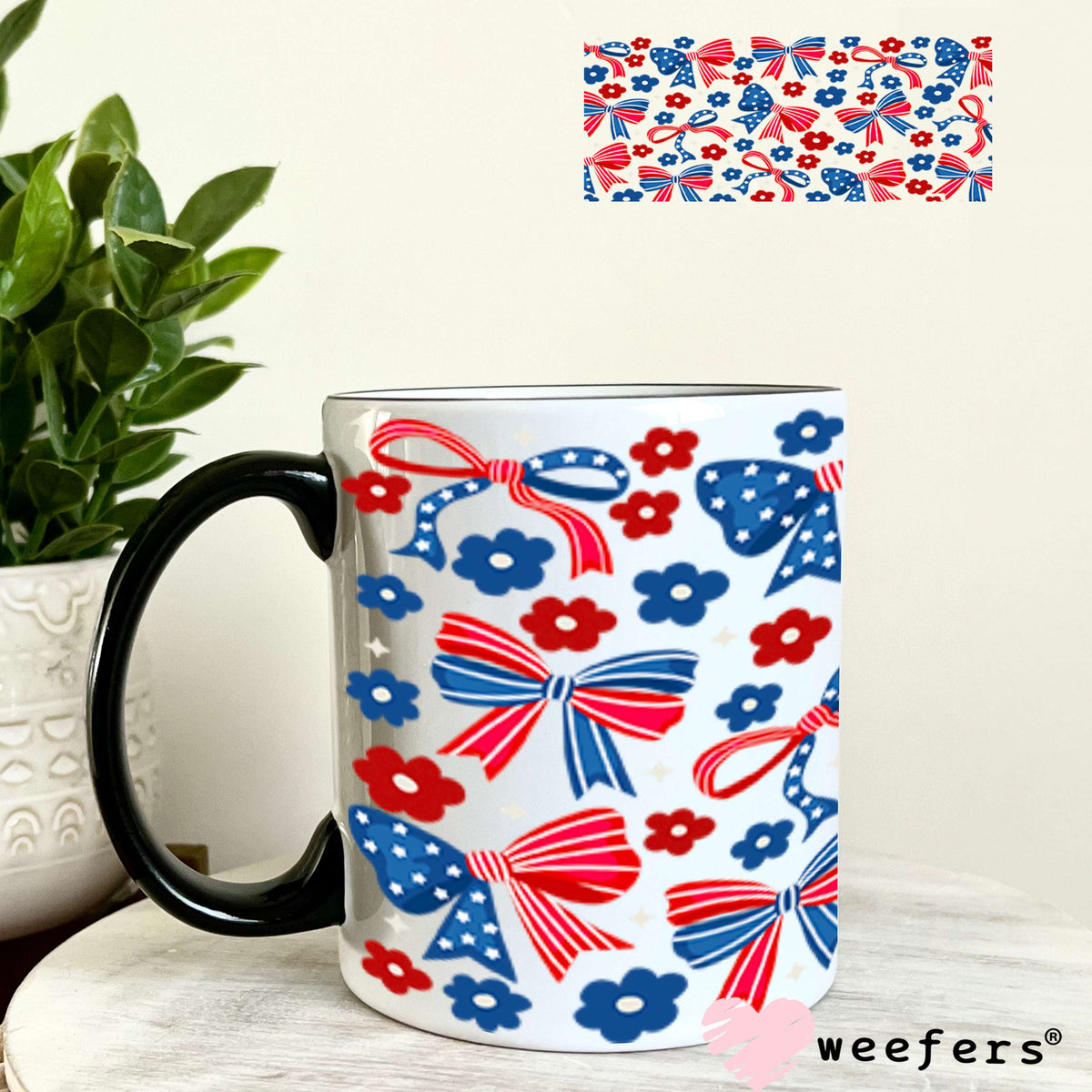 UV DTF Cup Wraps - 4th of jUly Bows 11oz Coffee Mug Weefers