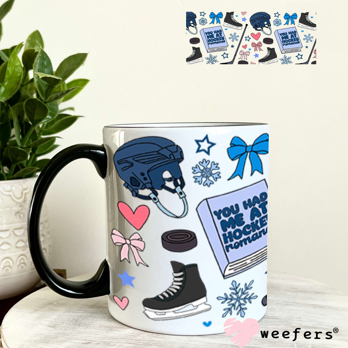 UV DTF Cup Wraps - Hockey Romance 11oz Coffee Mug Weefers