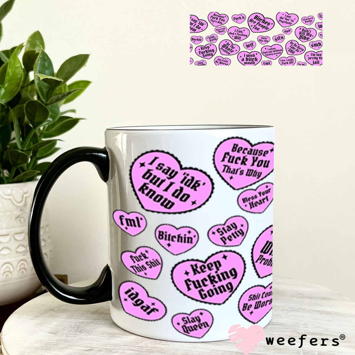 UV DTF Cup Wraps - Vulgar Hearts 11oz Coffee Mug Weefers