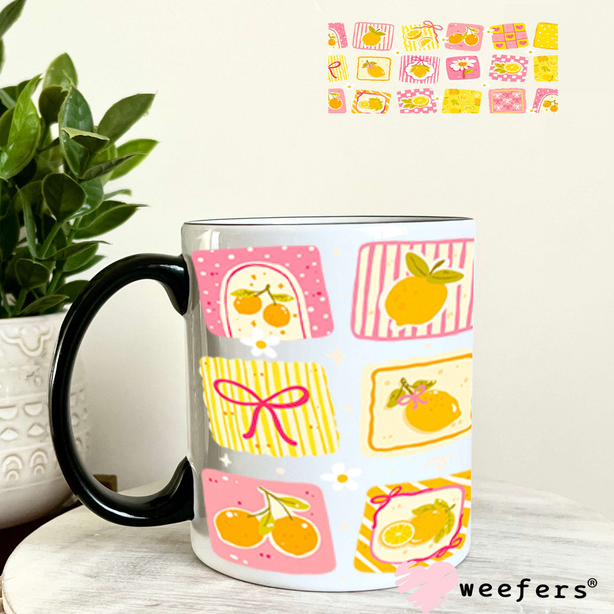 UV DTF Cup Wraps - Lemon Blocks 11oz Coffee Mug Weefers