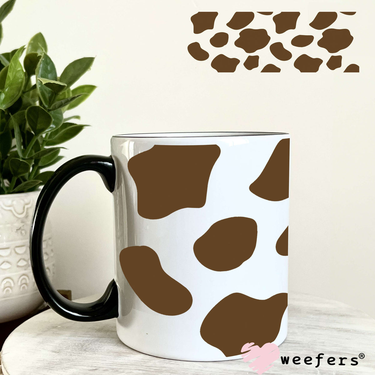Brown Cow Print UV DTF Cup Wrap 11oz Coffee Mug Weefers