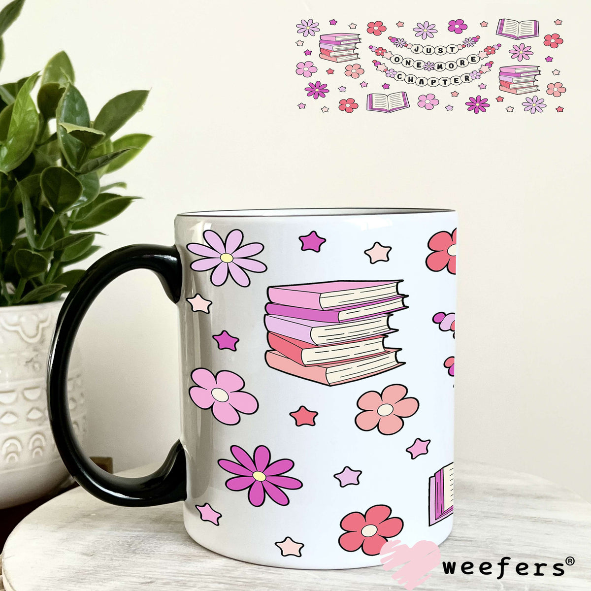 Just One More Chapter Friendship Bracelet UV DTF Cup Wrap 11oz Coffee Mug Weefers