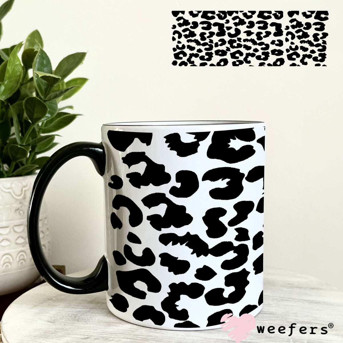 Black Leopard UV DTF Cup Wrap 11oz Coffee Mug Weefers