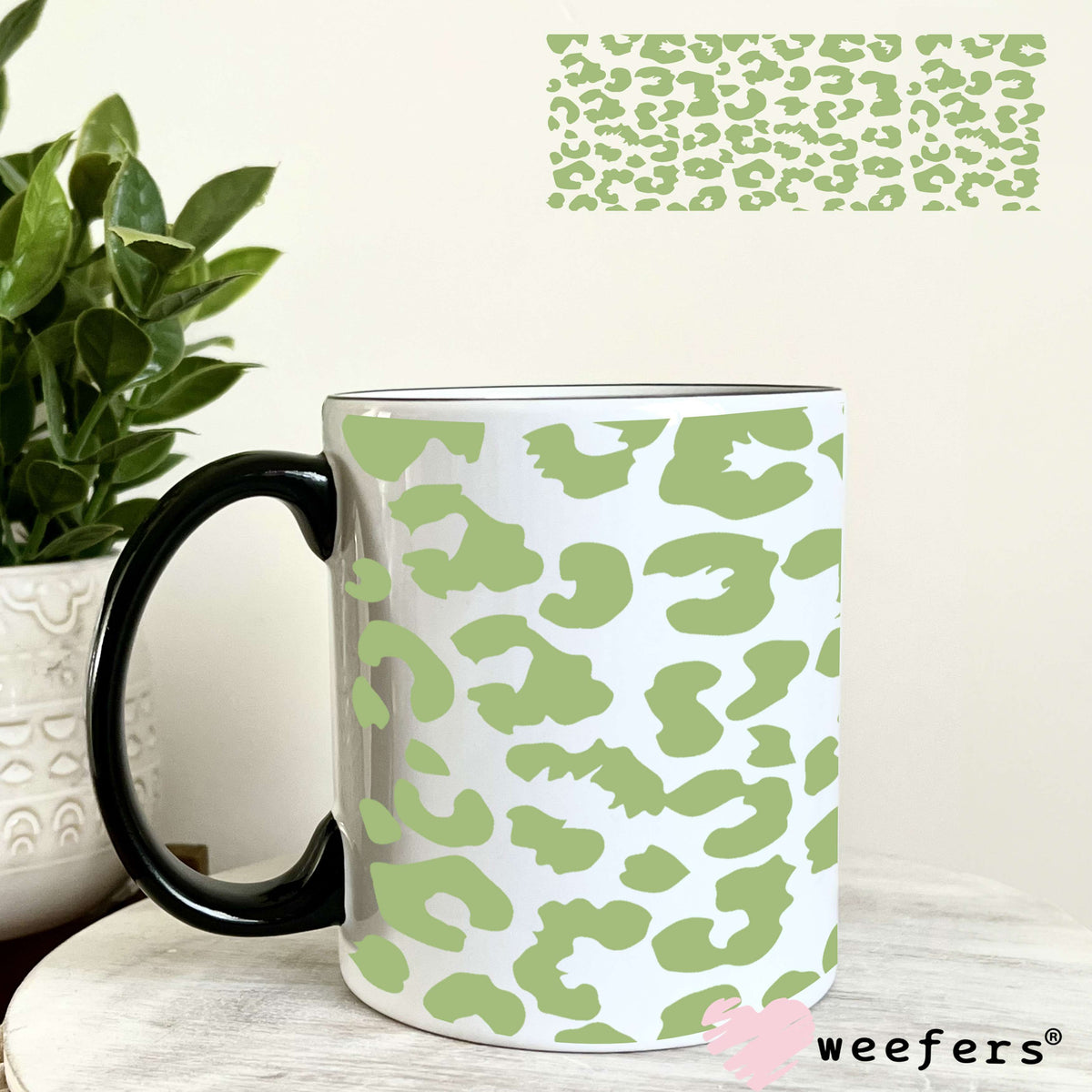 Green Leopard UV DTF Cup Wrap 11oz Coffee Mug Weefers