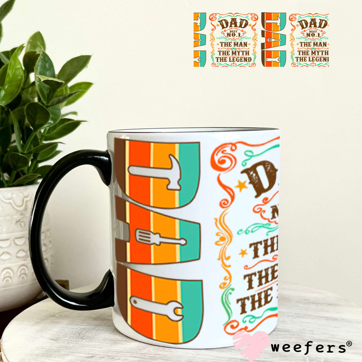 UV DTF Cup Wraps - Dad The Legend 11oz Coffee Mug Weefers