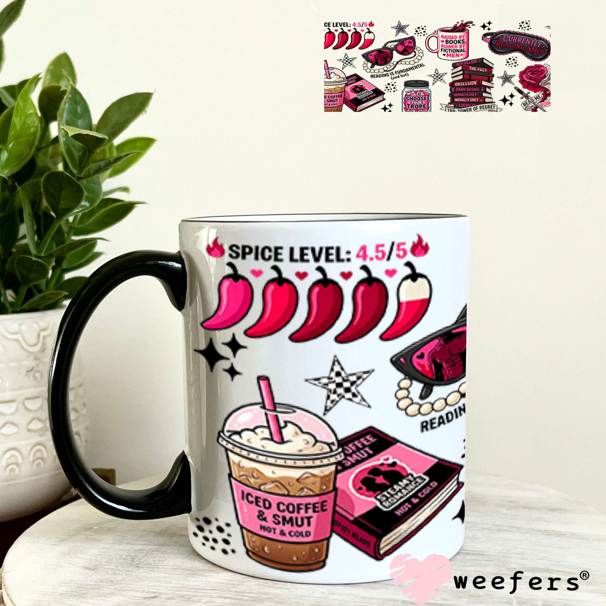 UV DTF Cup Wraps - Spicy Smut Reader - Weefers® Exclusive 11oz Coffee Mug Weefers