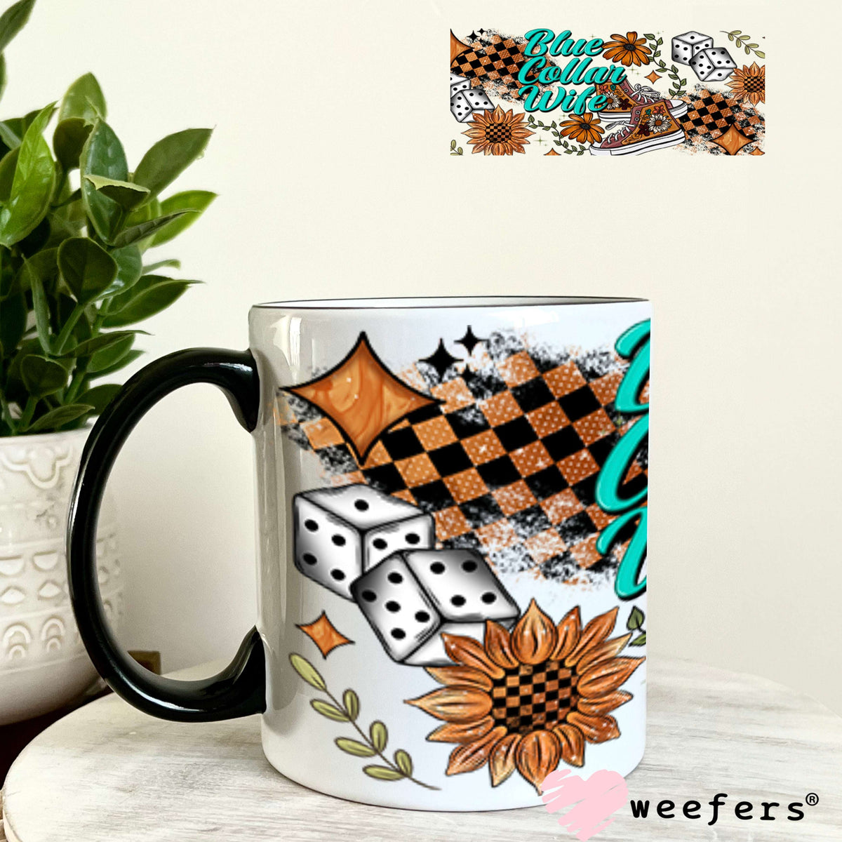 UV DTF Cup Wraps - Blue Collar Wife - Weefers® Exclusive 11oz Coffee Mug Weefers