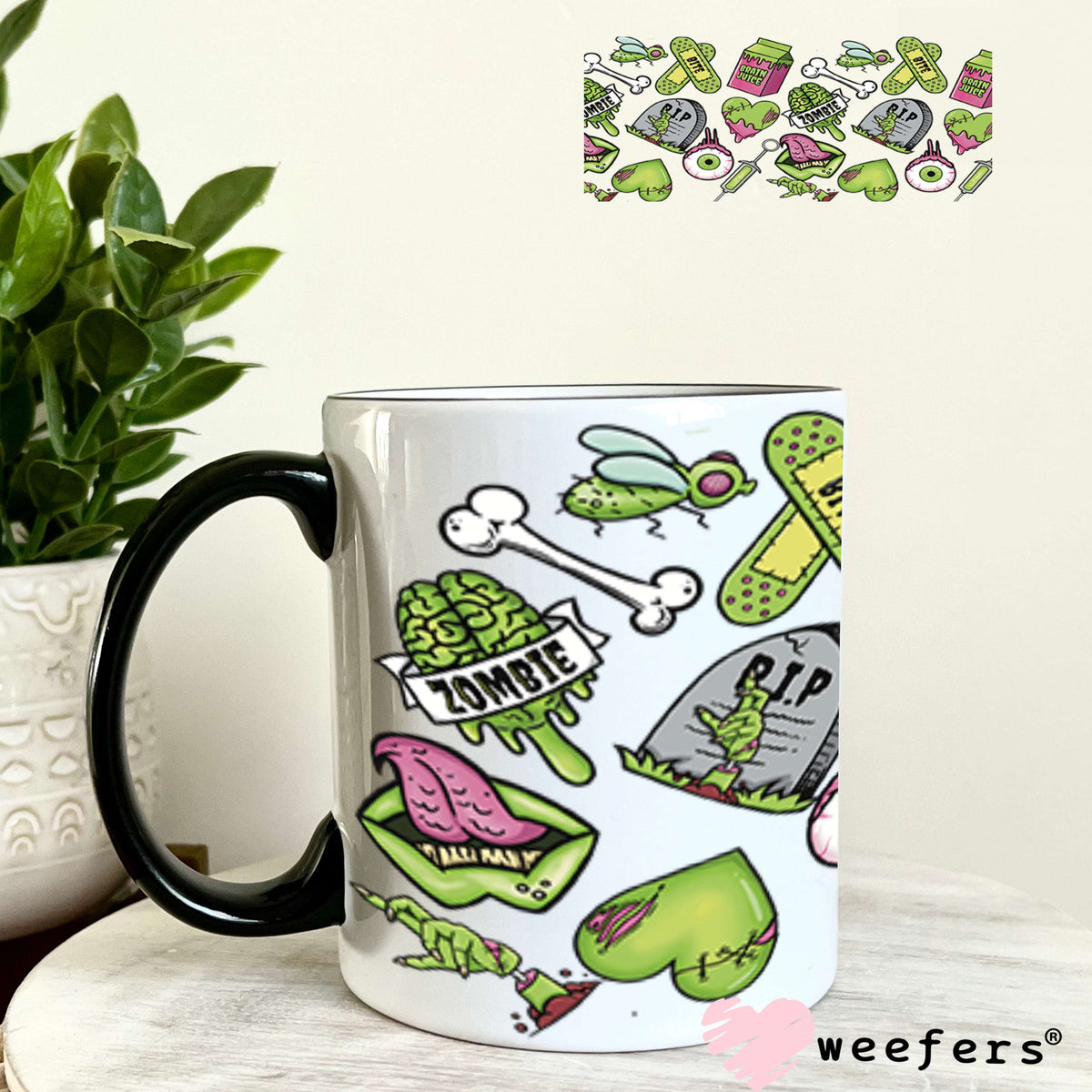 UV DTF Cup Wraps - Zombie Cemetary Halloween 11oz Coffee Mug Weefers