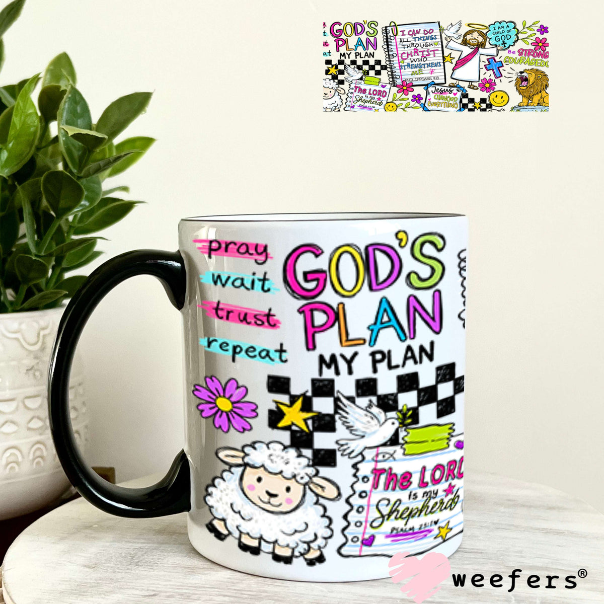UV DTF Cup Wraps - God's Plan 11oz Coffee Mug Weefers