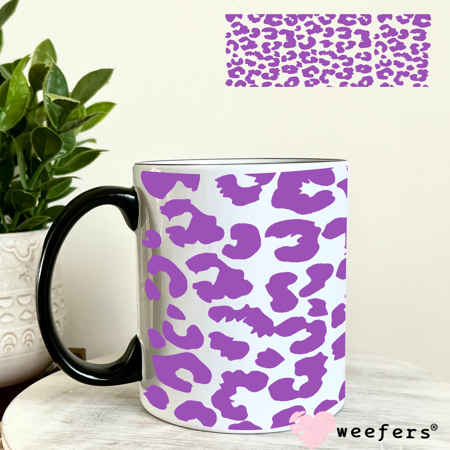 Purple Leopard UV DTF Cup Wrap 11oz Coffee Mug Weefers