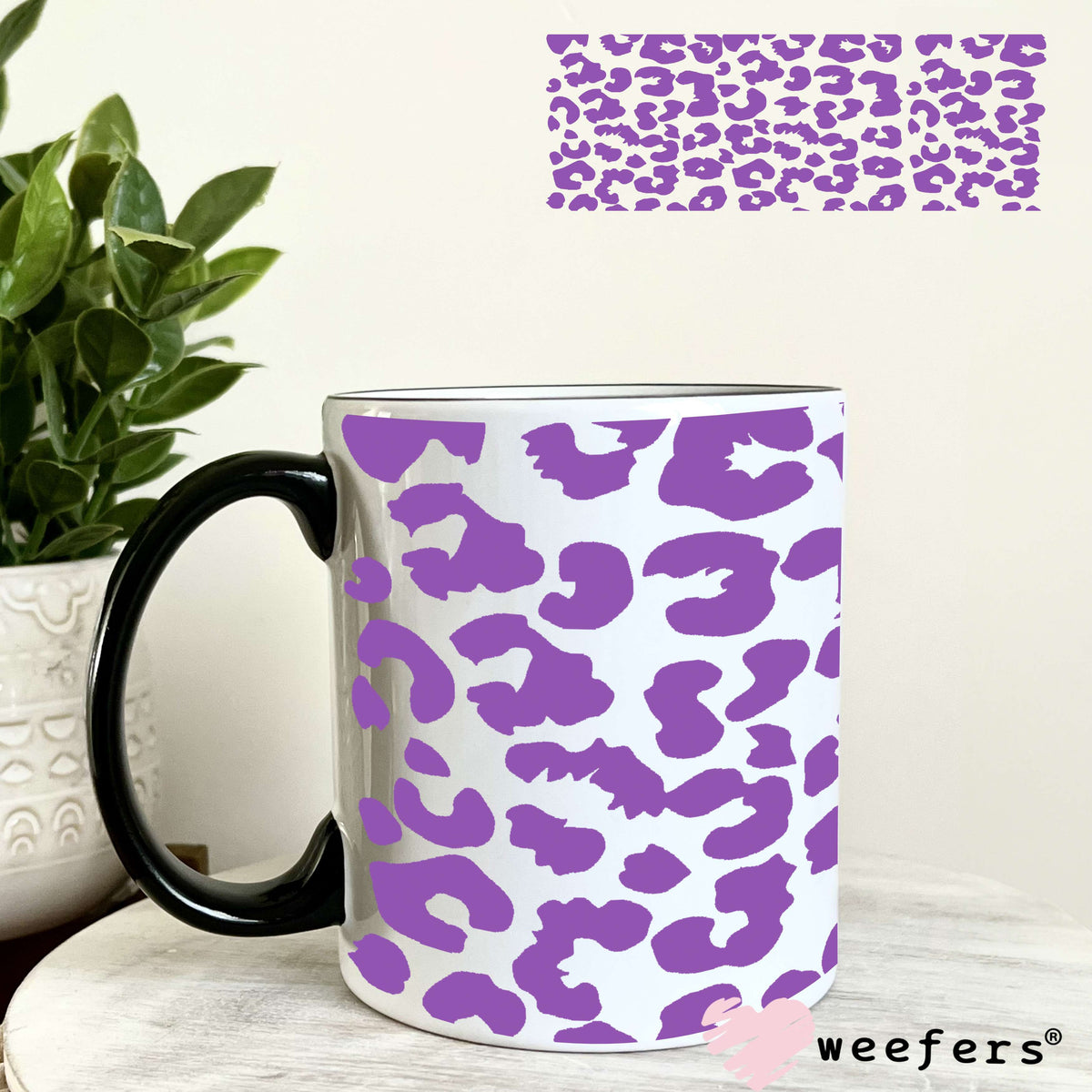 Purple Leopard UV DTF Cup Wrap 11oz Coffee Mug Weefers