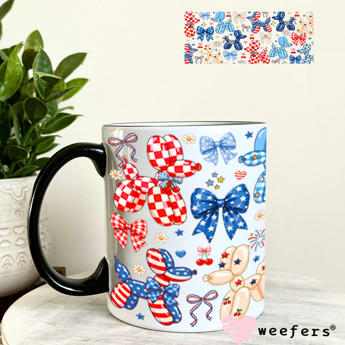 UV DTF Cup Wraps - USA Balloon Dogs 11oz Coffee Mug Weefers