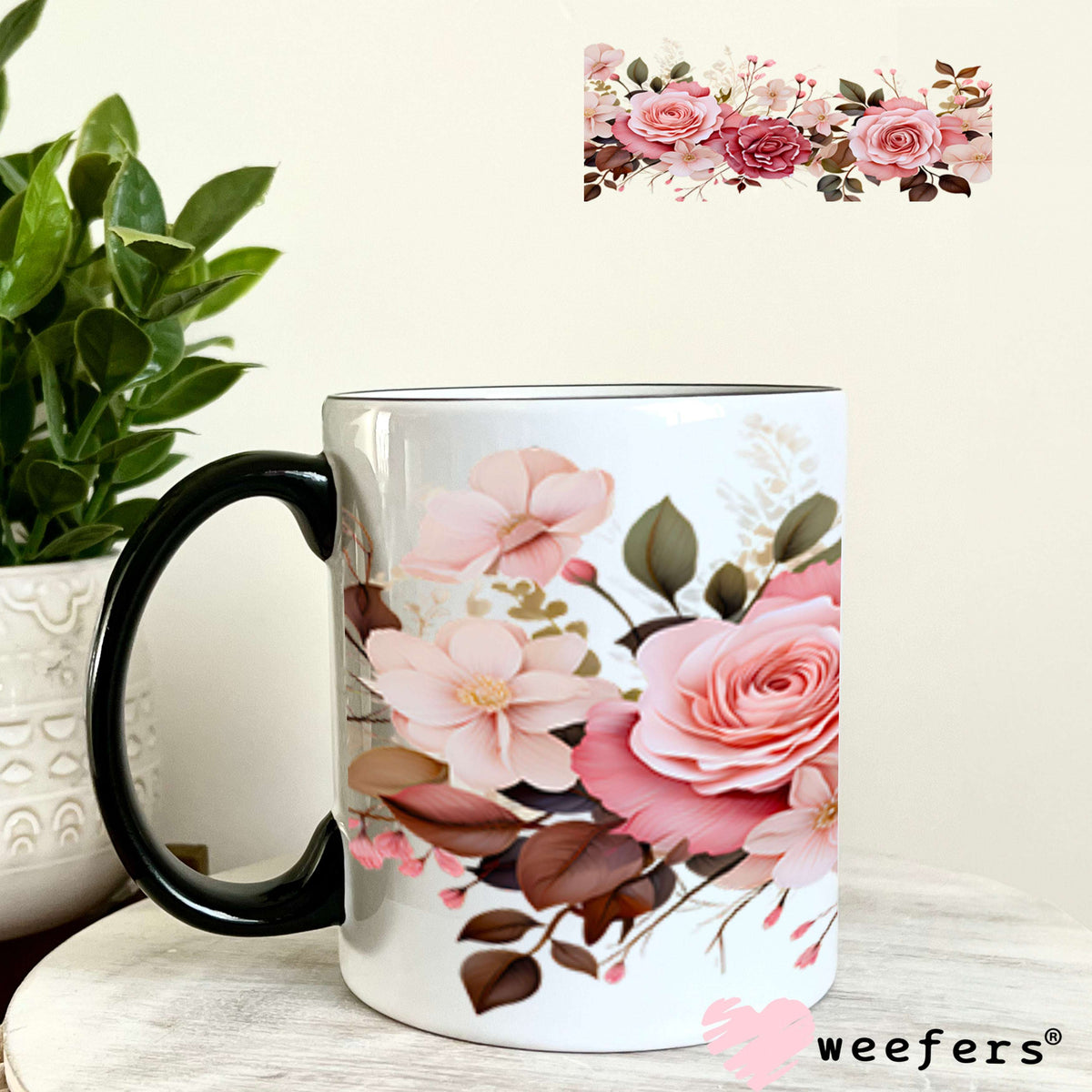 UV DTF Cup Wraps - Watercolor Roses 11oz Coffee Mug Weefers