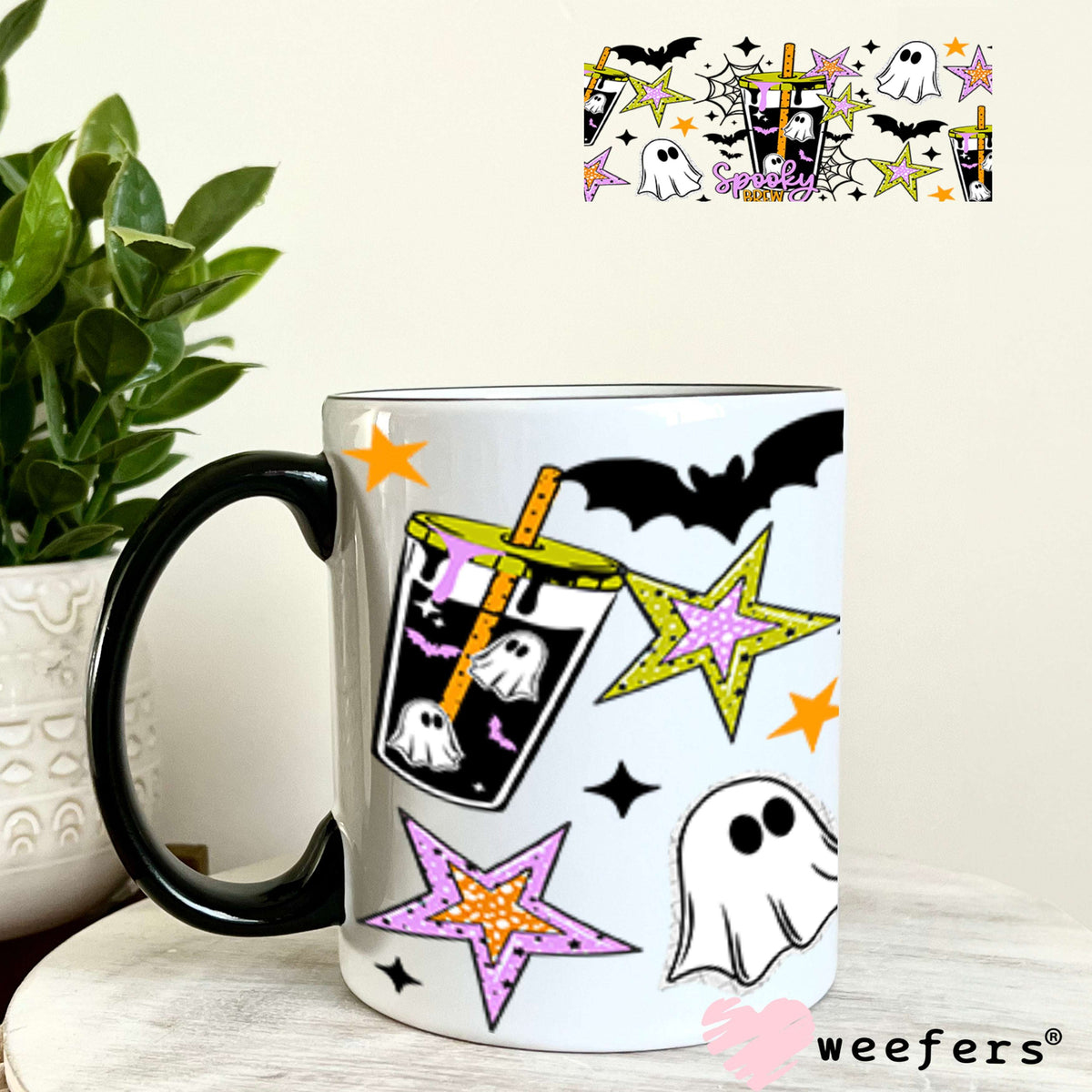 UV DTF Cup Wraps - Halloween Spooky Ghost Coffee 11oz Coffee Mug Weefers