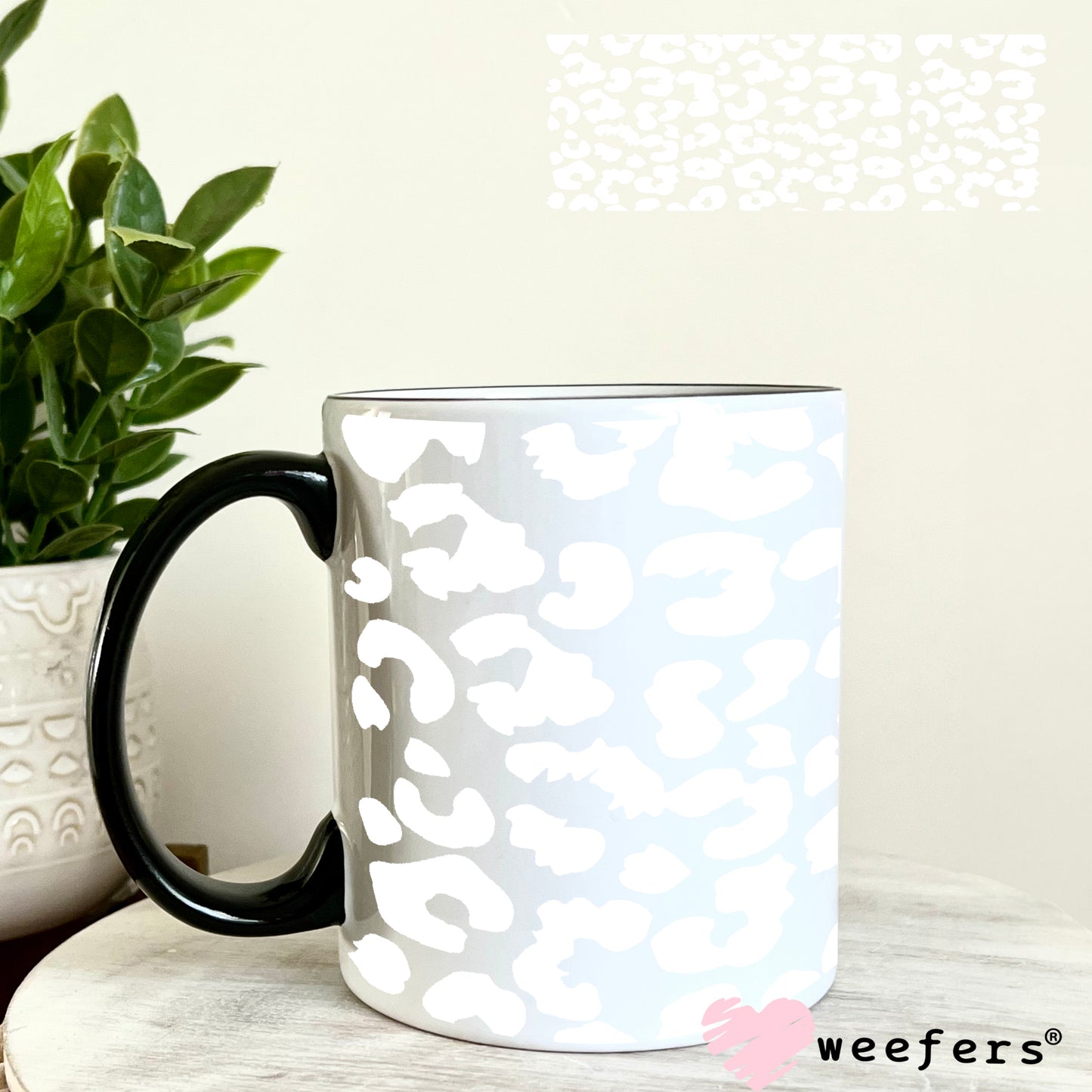 White Leopard UV DTF Cup Wrap 11oz Coffee Mug Weefers