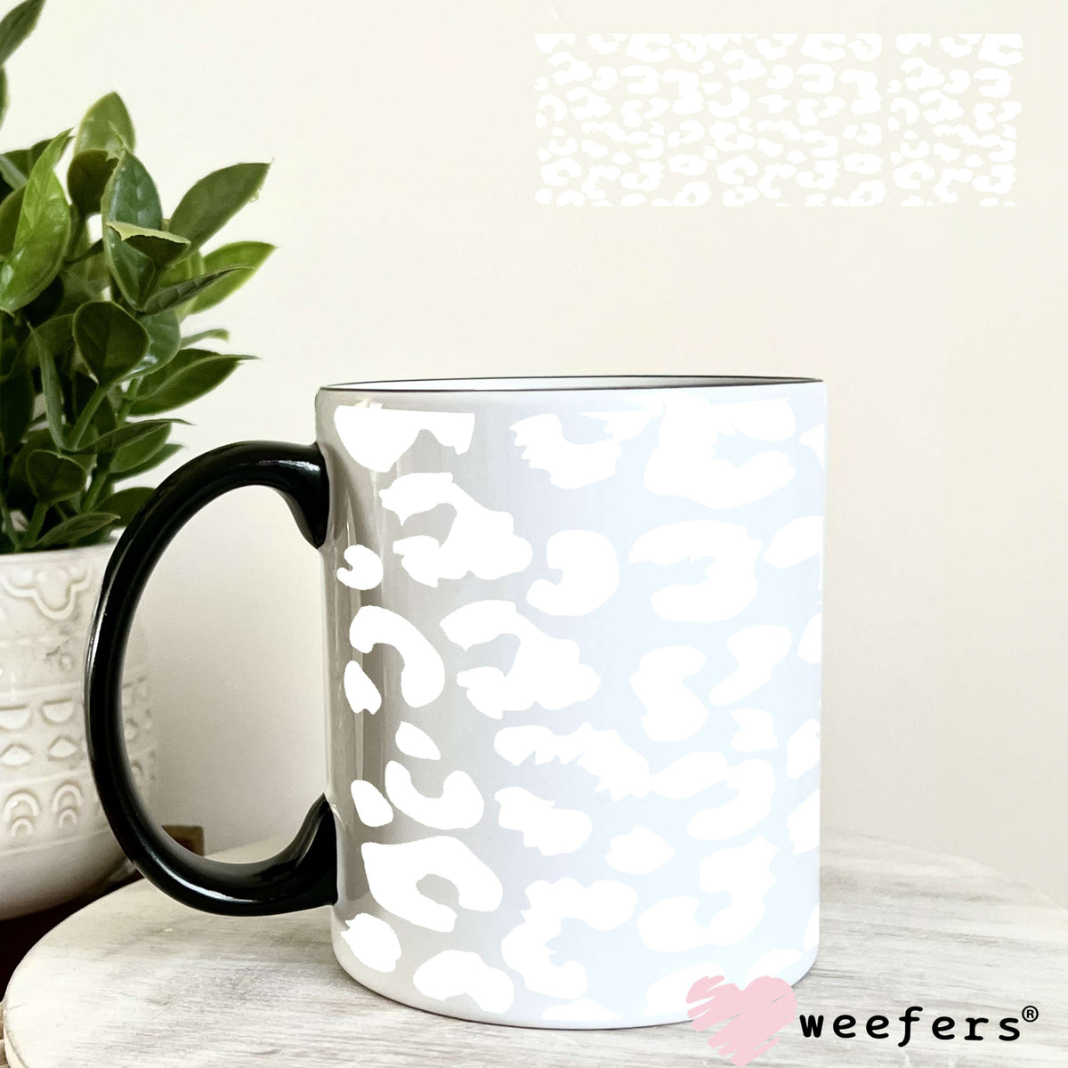 White Leopard UV DTF Cup Wrap 11oz Coffee Mug Weefers
