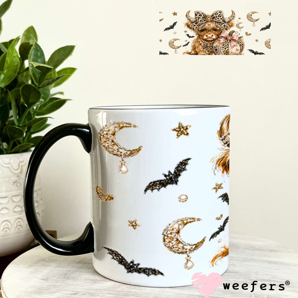 UV DTF Cup Wraps - Bougie Leopard Highland Cow - Weefers® Exclusive 11oz Coffee Mug Weefers