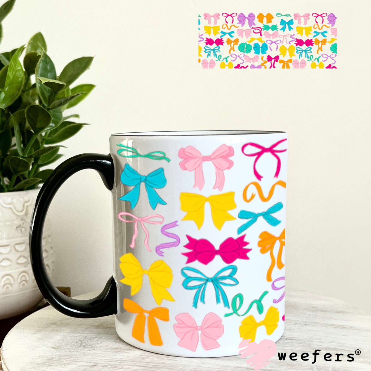 UV DTF Cup Wraps - Bright Colorful Bows 11oz Coffee Mug Weefers