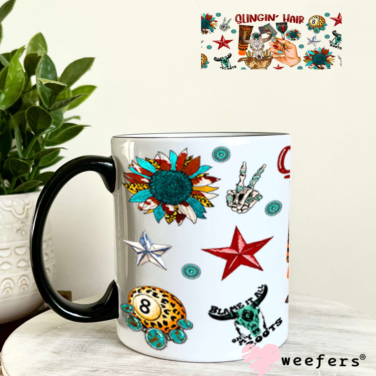 UV DTF Cup Wraps - Western Slingin' Hair - Weefers® Exclusive 11oz Coffee Mug Weefers