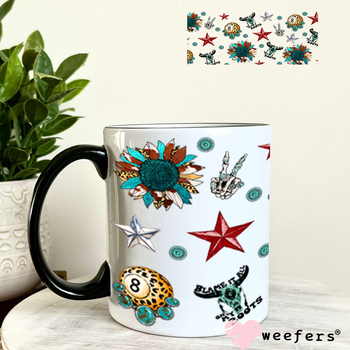 UV DTF Cup Wraps - Western Slingin' Hair Elements- Weefers® Exclusive 11oz Coffee Mug Weefers