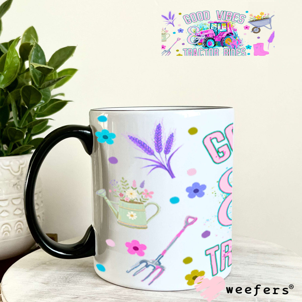 UV DTF Cup Wraps - Good Vibes and Tractor Rides 11oz Coffee Mug Weefers