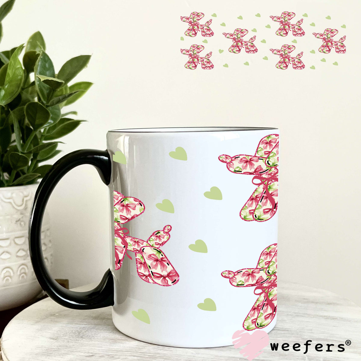 Floral Balloon Dogs UV DTF Cup Wrap 11oz Coffee Mug Weefers
